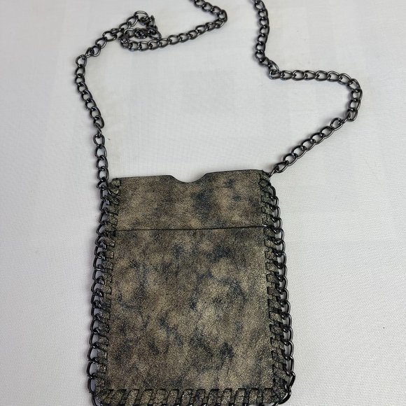 Black & Golf leather Crossbody Bag With Chain Strap - Picture 1 of 7